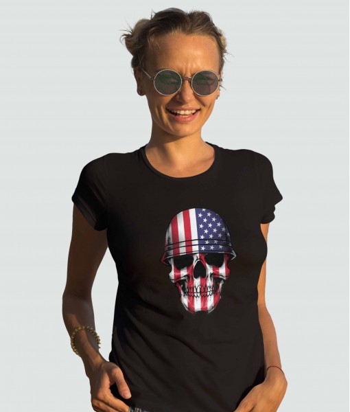 Дамска тениска с щампа Готика American Skull